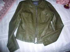 DUNKEL  OLIV GRÜN LEDERJACKE GR. S