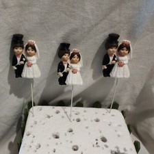 3er Set Brautpaar Deko Figur Blumenstecker Blumentopf