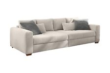 Bigsofa Mega-Sofa XXL-Couch mit Kissen Hellbeige Waffelcord 287 x 118 cm