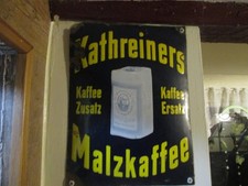 Emailschild Emailleschild Original Kathreiners Malzkaffee Gewölbt Um 1925