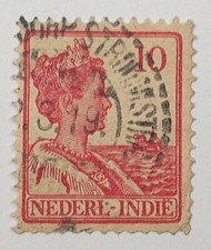 Niederländisch-Indien um 1900, 10 Cent rot, gestempelt. Tadellos.