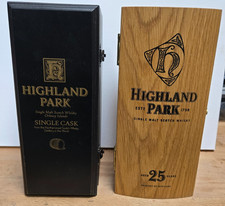 2x Highland Park Whisky Verpackungen Holzbox Dose Verpackung 25yo / Single Cask