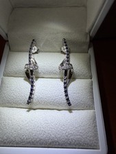 Ohrringe  in 585 Weißgold mit Brillant 0,16 Carat  und Safir