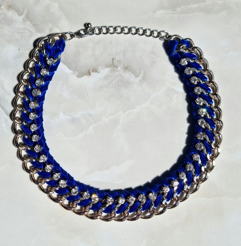 Halskette blau und gold - , (dicke
