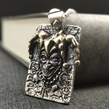 B32 eckiger Anhänger Clown Figur Hofnarr Narrenkappe Sterling Silber 925