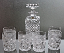 Kristall Karaffe 6 Gläser Crystal Vintage Whiskey Brandy Kristallglas Decanter 