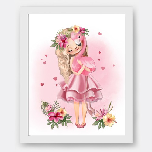 Tropischer flamingo wanddruck - tropischer,