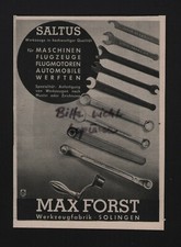 SOLINGEN, Werbung 1938, Max Forst Werkzeug-Fabrik SALTUS Werkzeuge
