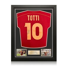 AS Roma 1998-99 Fußballtrikot, signiert von Francesco Totti. Gerahmt