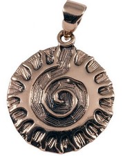 keltische SONNE Spirale Anhänger  Bronze Kelten Kraftamulett + Lederschnur