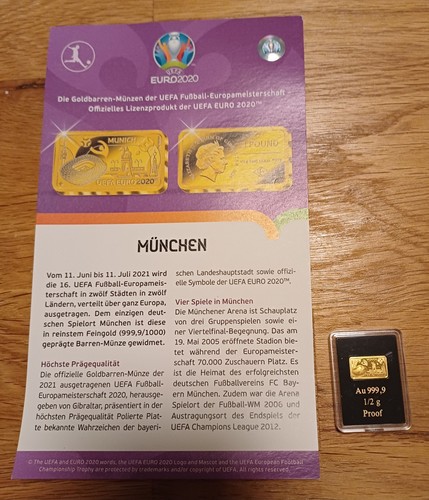 Uefa euro 2000 - euro, goldbarren