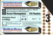 2492 Ticket BL 83/84 Borussia Mönchengladbach - SV Waldhof Mannheim, Stehplatz
