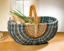 Einkaufskorb Rattan blau /