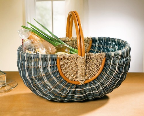 Einkaufskorb rattan blau - blau, /