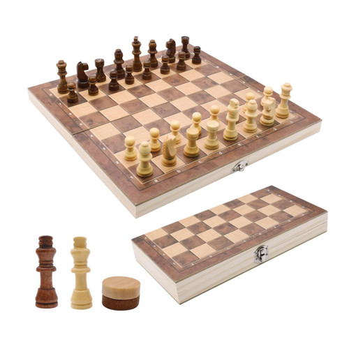 Schachspiel holz 3in1 - schachspiel,