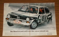 Seltene Werbung Volkswagen VW GOLF DIESEL - Rallye Monte Carlo 1978