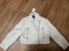 Zara Bikerjacke Lederjacke Jacke grau blau Mädchen Gr. 164 neu mit Etikett 