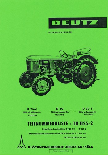 Ersatzteilkatalog deutz d25 - ersatzteilkatalog, d25.2