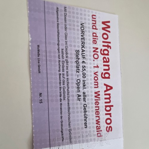Wolfgang ambros konzertticket - wolfgang,