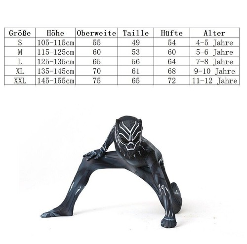 Black panther kostüm kinder - black,