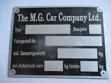 Typenschild MG A M.G.A. MGA MG car company Schild ID-plate s69