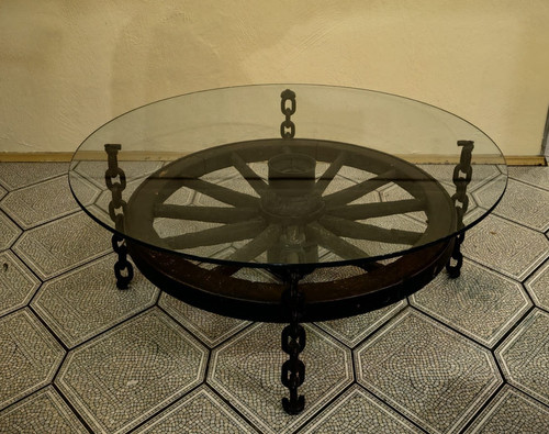 Glastisch rund mit original