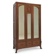 ANTIK! Kleiderschrank restauriert Jugendstil Mahagoni massiv schmal Schlafzimmer