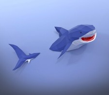 3D Papiermodell Hai Wanddeko