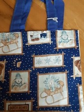 Tasche, Kindertasche , Stoffbeutel , Handarbeit, NEU - SCHLITTENFAHRT - BLAU