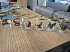 Schnapsgläser mit Goldrand  * Wildtiere*  Jagd  Pinnchen - Ruhrglas Vintage 6 St