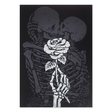 Wandbild im Gothic Stil auf Hartschaumplatte 30x42cm | Motiv: Skeleton Lovers
