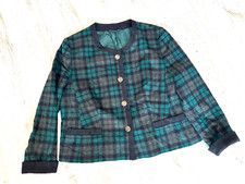 HUCKE by Peter Hahn--Trachten--Jacke--grün kariert-Gr.23--Wolle-Alpaka