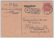 SBZ Landpoststempel 10 Technitz über Döbeln 1946 auf Beleg
