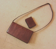 Handtasche Schlangen Optik,  mit Geldbörse Leder nougatbraun neu