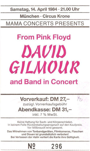 David gilmour concert 1984 - , in
