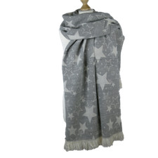 XXL Schal Wendeschal Winterschal Dick Warm Tuch mit Stern und Fransen Weich