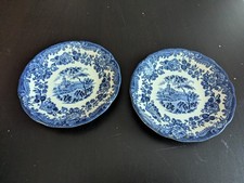2 Zierteller „Avon Scenes“ Palissy Royal Worcester England, blau-weiß