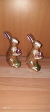 2× Osterhase aus Keramik in Gold Farbe