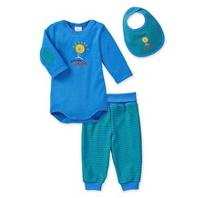 SCHIESSER Baby Body+Hose+Lätzchen 3tlg 100% CO Gr 56 62 68 74 80 86 92 98 104