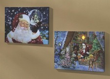 2er Set Wandbild Leuchtbild - Weihnachten  Bild LED Flackereffekt Weihnachtsbild