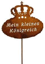 Rost Gartenstecker Mein kleines Königreich Metall Gartendeko Krone Deko Edelrost