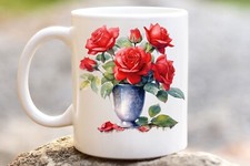 Aquarell Rote Rose Tasse
