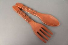 Besteck Holz Salatbesteck 2-teilig Löffel Gabel geschnitzt Tiki Style Hawaii 