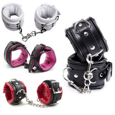 PU Leder Handgelenk Handschellen Knöchel Manschetten Schäkel Sklave BDSM Bondage
