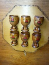 Eierbecher Fußbecher Weinkelche Stielbecher 6 Holzbecher + Vase Glas floral 21cm