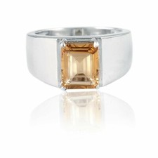 Natürlicher Citrin Edelstein Mit 925 Sterlingsilber Ring Für Herren AJ663