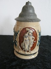 Antiker Bierkrug Weinkrug, 0.5 Liter,  wohl um 1900, schöner Zinndeckel, selten