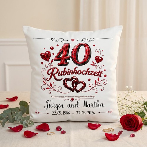 Rubinhochzeit geschenk kissen - rubinhochzeit,