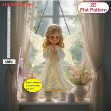 süßes Fensterbild kleines betender Engel Acryl Weihnachten