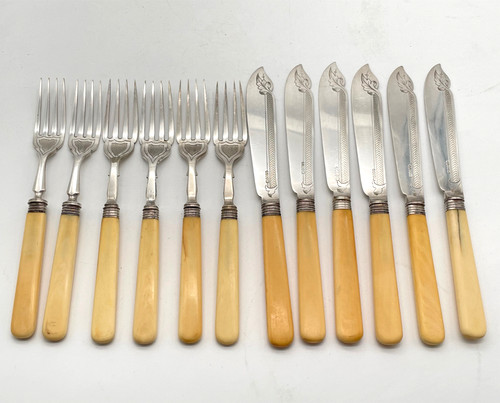 Antikes fischbesteck - antikes, 12